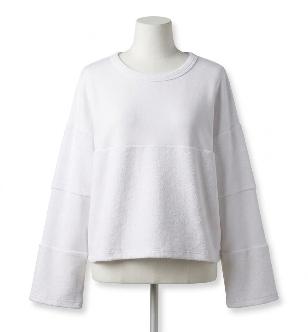 NEW STATESIDE women's terrycloth pullover top in white